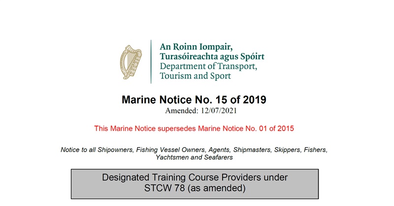 Marine Notice 15 of 2019 amended