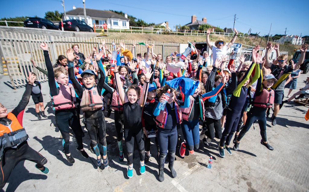 Children sailing group having fun